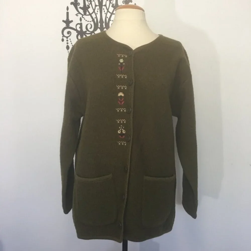 Vintage wool cardiganjacket sweater Sz M - Picture 4 of 6